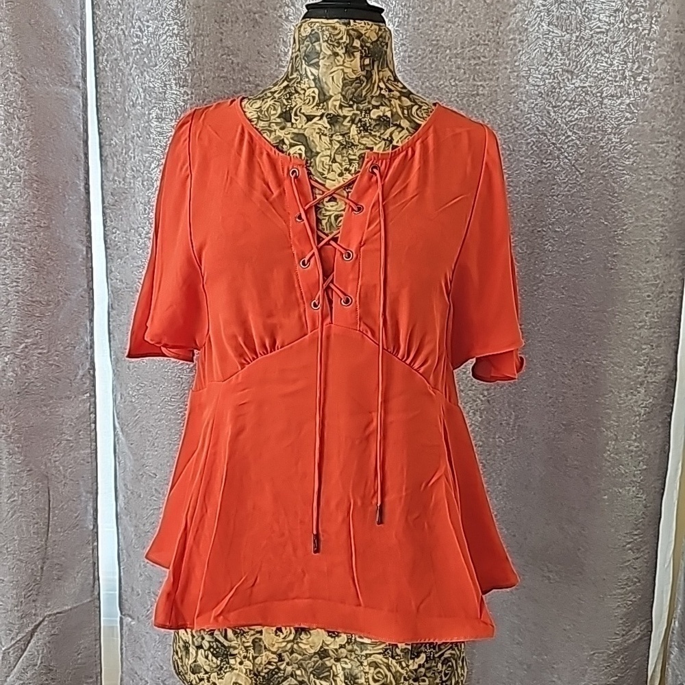 NWT Anthropologie HD in Paris Palo Alto Lace Up Top - Size 2